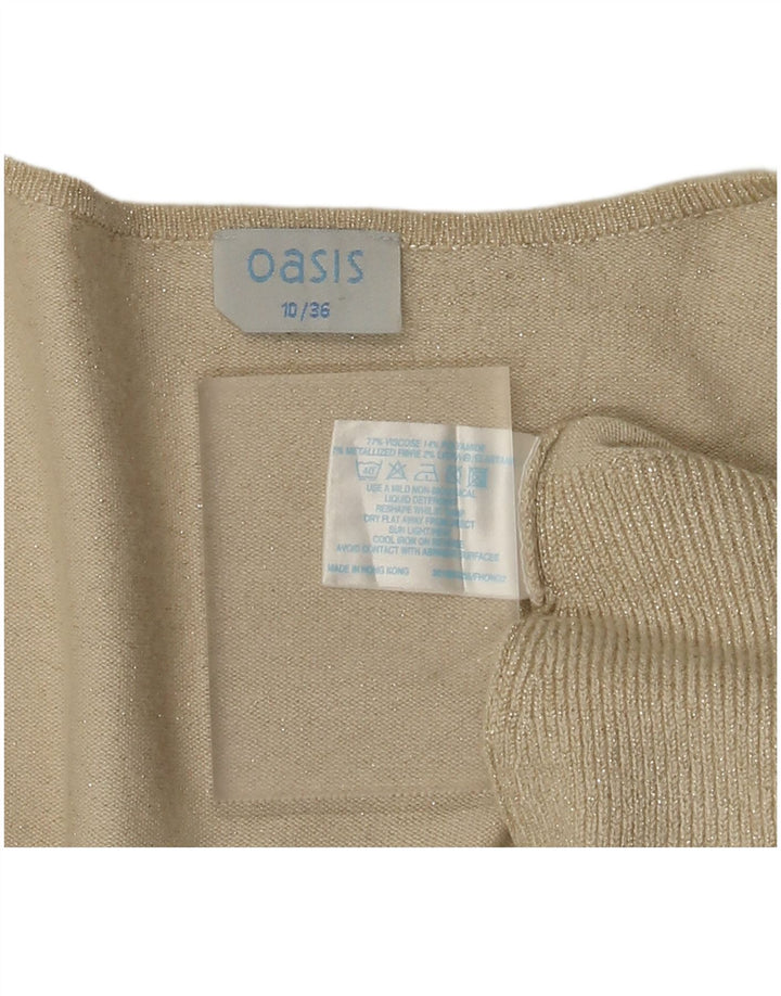 Oasis ženski otvoreni kardigan pulover UK 10 Small bež viskoza