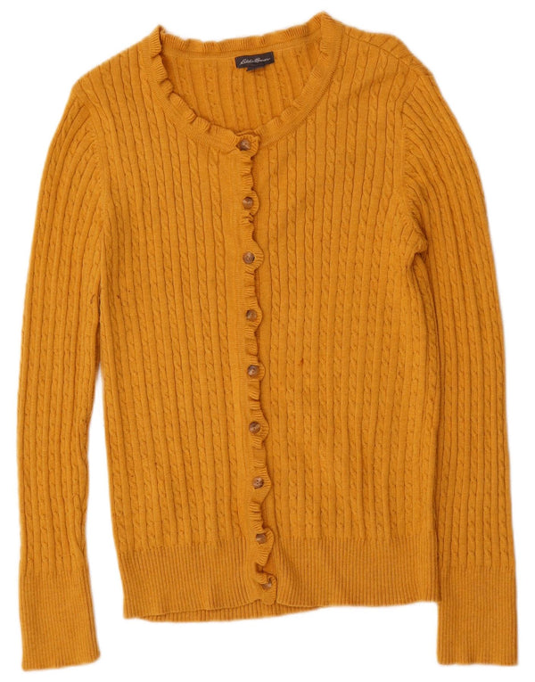 Eddie Bauer ženski kardigan džemper UK 10 Mali žuti pamuk