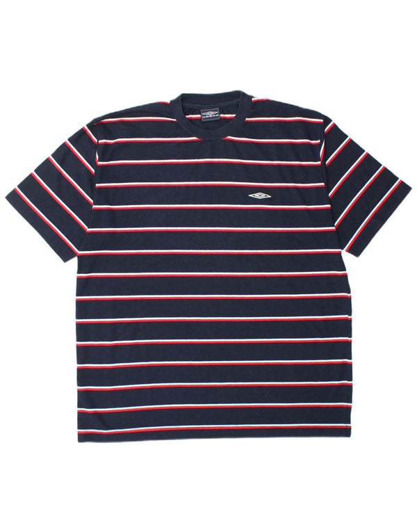 Umbro muška majica kratkih rukava XL tamnoplavi prugasti poliester