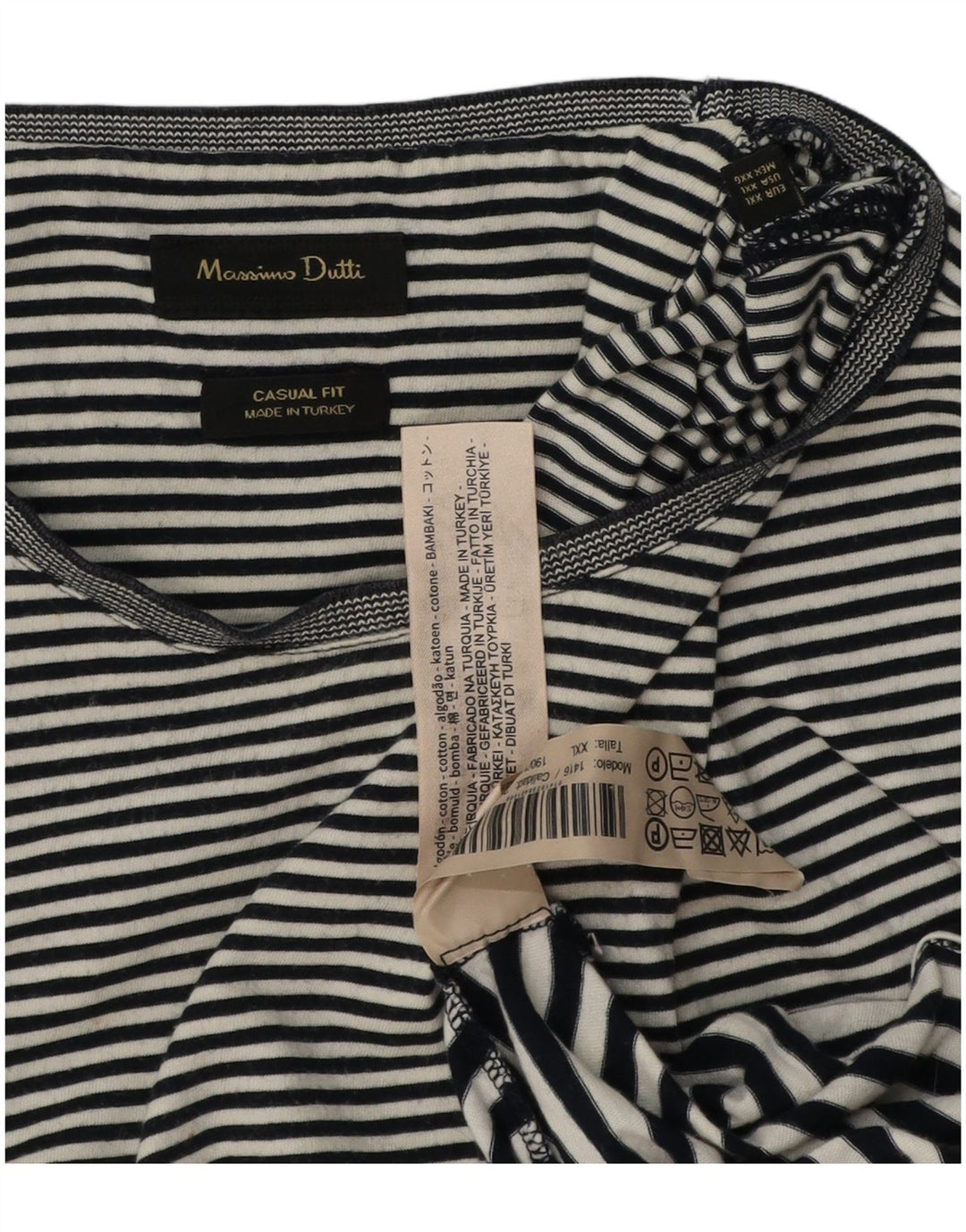 MASSIMO DUTTI Ženska ležerna majica kratkih rukava UK 20 2XL pamuk na crne pruge