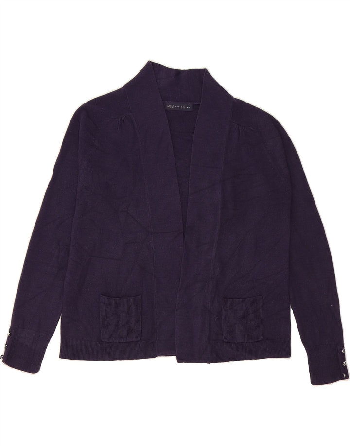 MARKS & SPENCER Womens Open Cardigan Sweater UK 14 Medium Purple Acrylic Vintage Marks & Spencer and Second-Hand Marks & Spencer from Messina Hembry 