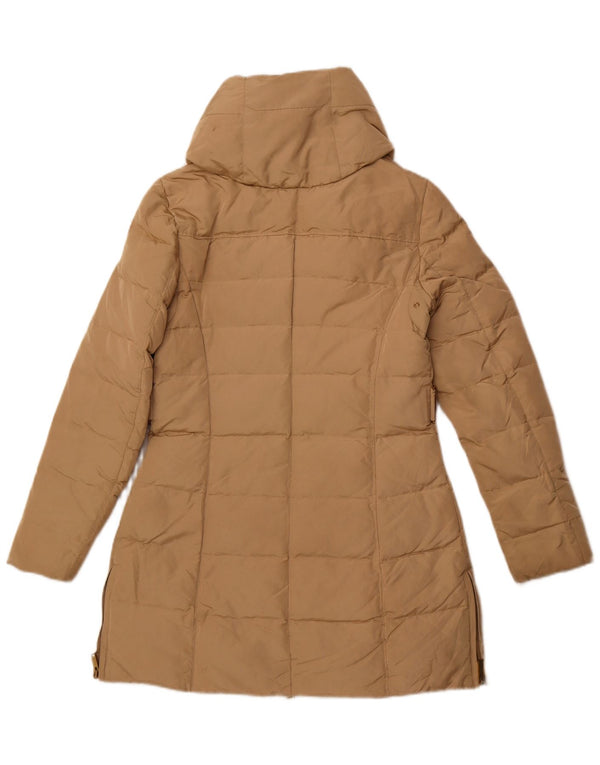 Zara Womens Hooded Padded Coat UK 12 Medium Beige Polyester
