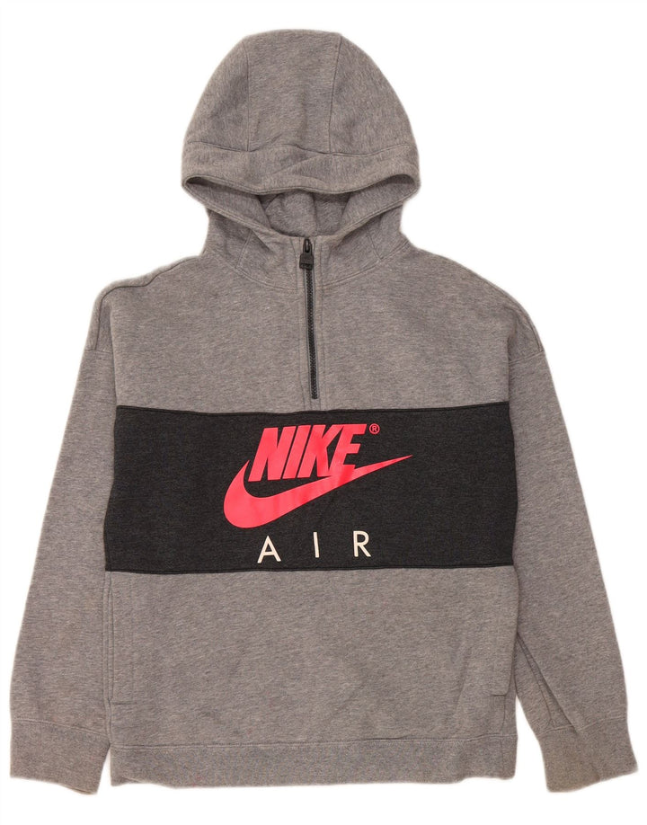 NIKE Boys Graphic Hoodie Džemper 12-13 Years Large Grey Colourblock