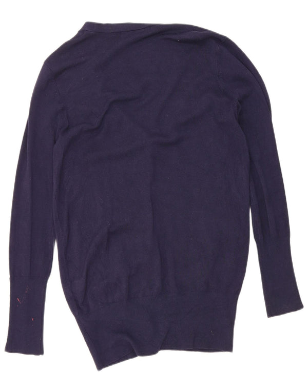 Zara ženski kardigan pulover UK 16 Large Navy Blue Rayon