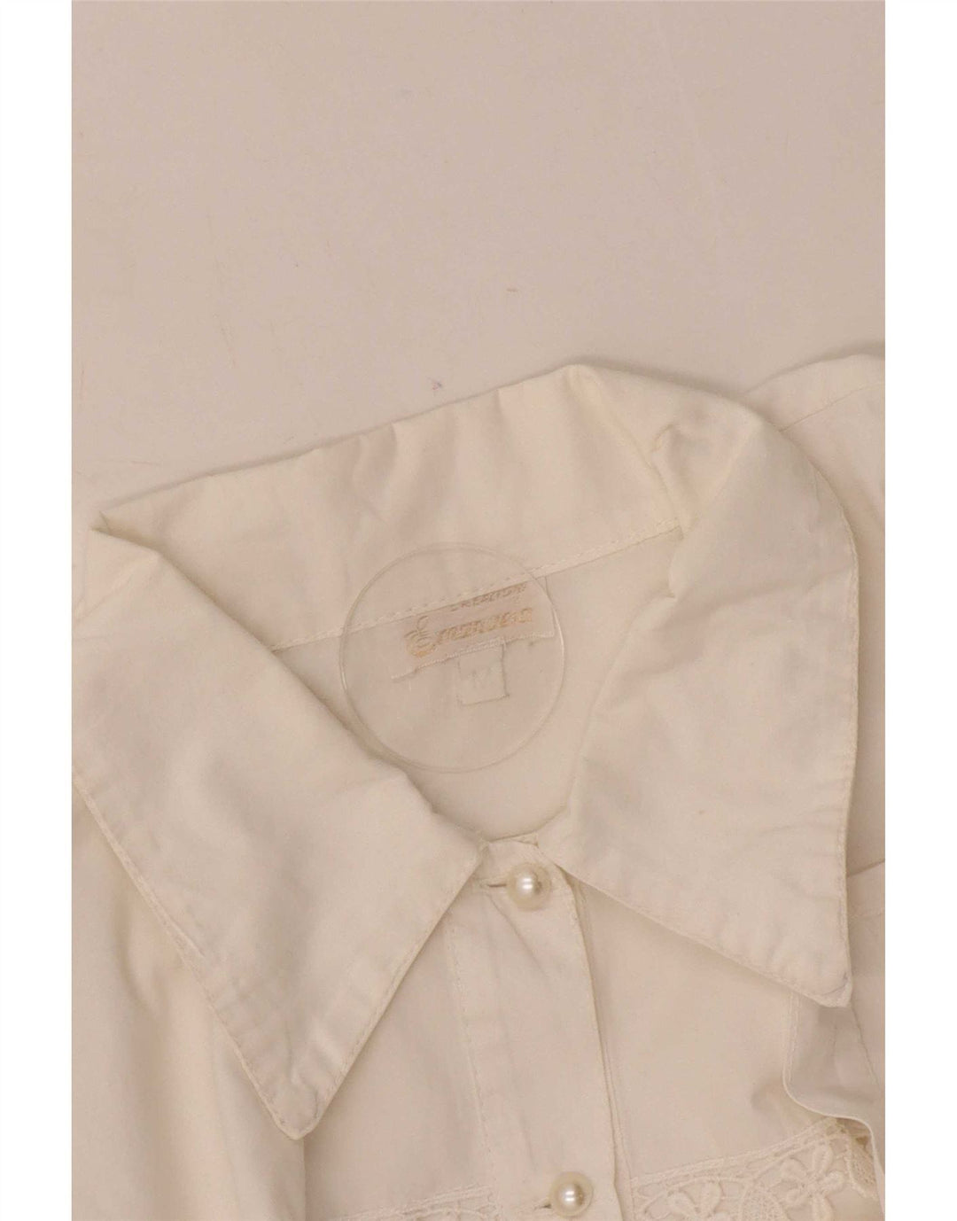 Vintage ženska košulja bluza UK 14 Srednje bijela cvjetna