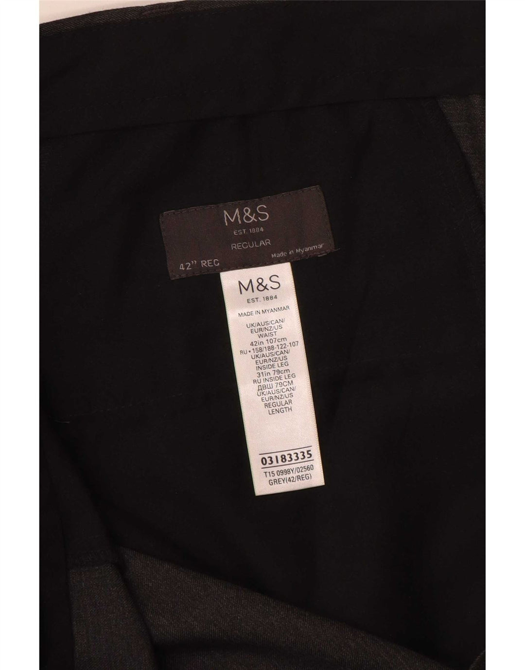 Marks & Spencer muške uobičajene hlače W42 L31 sivi poliester