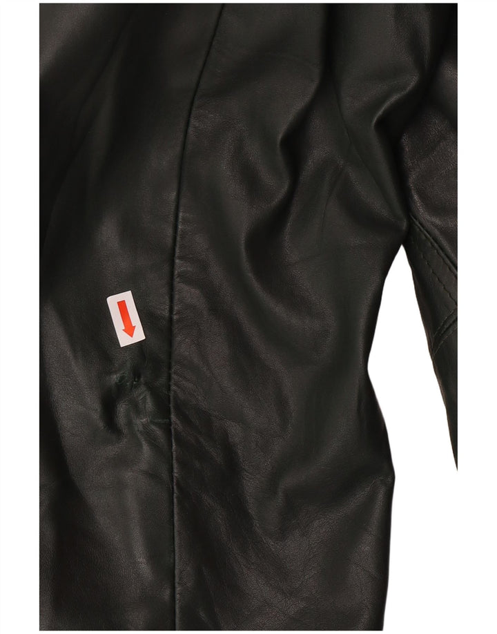 Vintage ženski kožni kaput s dvostrukim kopčanjem UK 18 XL zeleni
