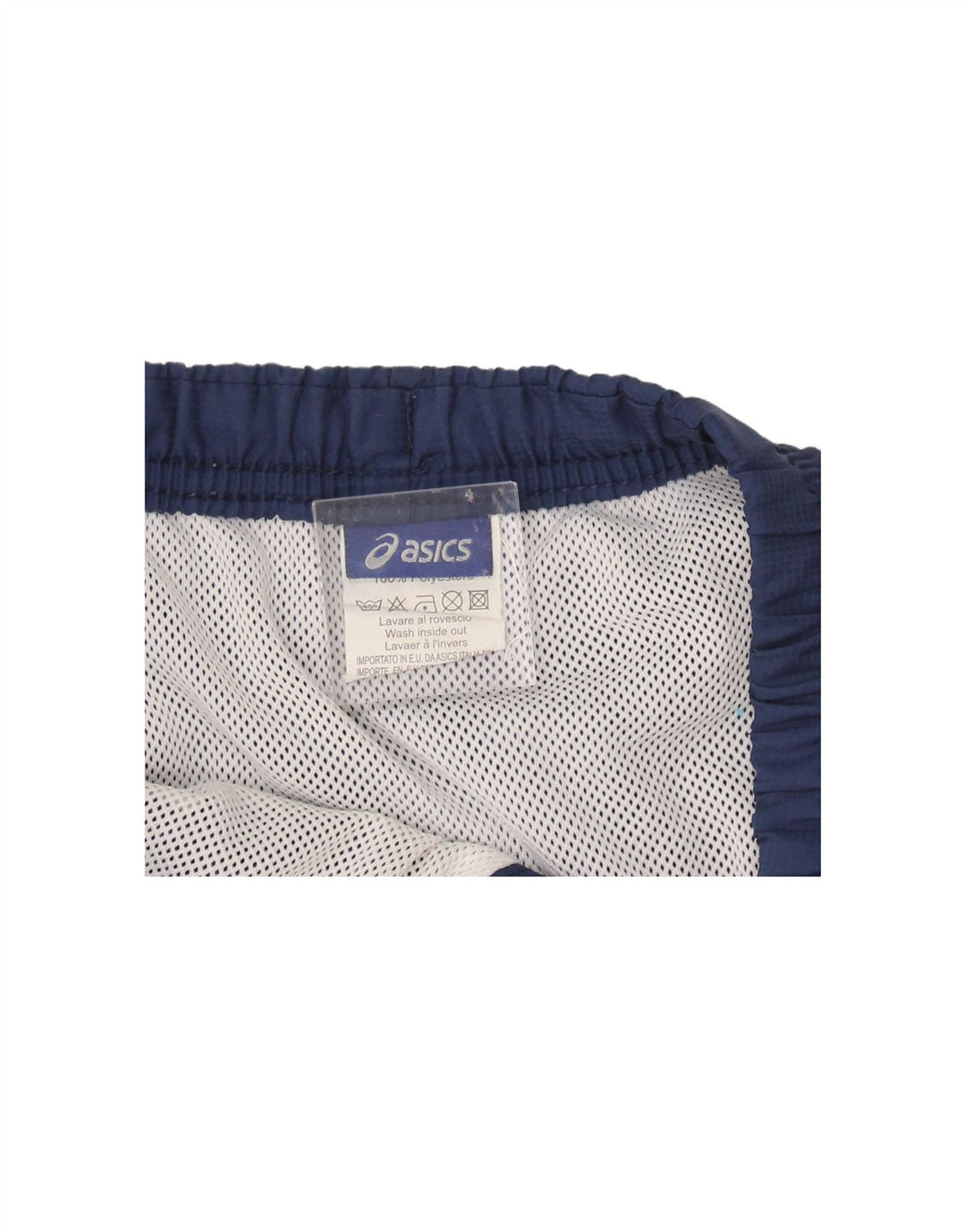 ASICS Boys Sport Shorts 15-16 Years  Navy Blue Colourblock Polyester Vintage Asics and Second-Hand Asics from Messina Hembry 