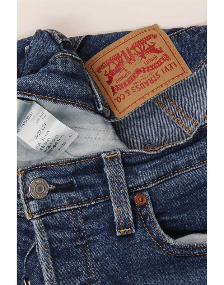 Levi's ženske ravne traperice s prsnim košem W27 L29 plavi pamuk