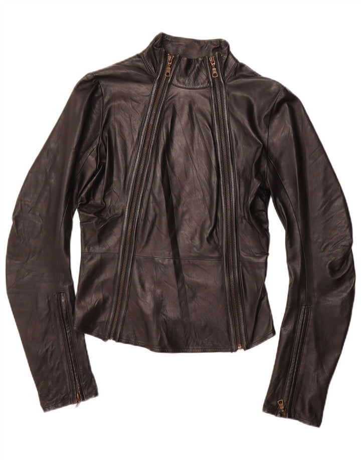 NOLITA ženska kratka kožna trkačka jakna UK 8 Mala crna