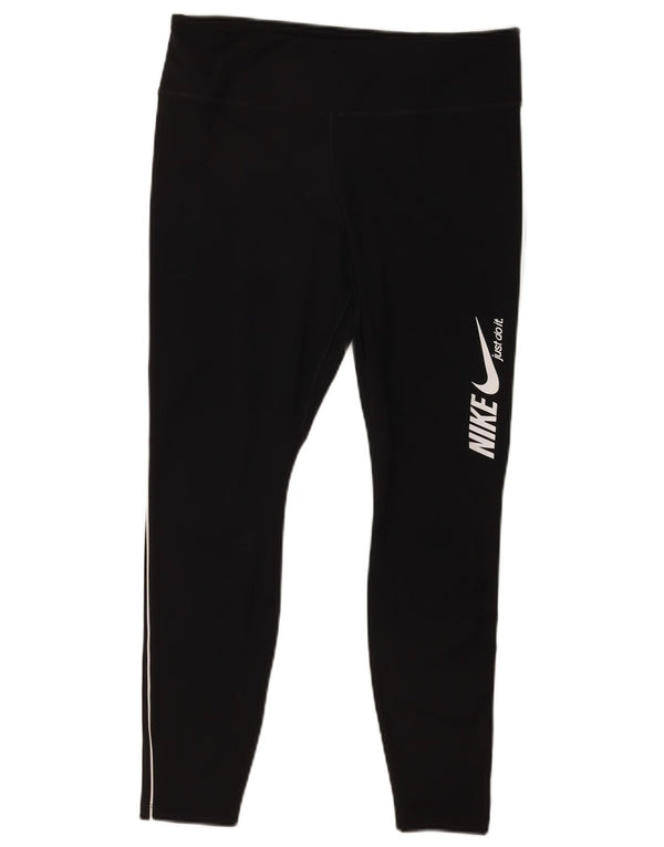 Nike ženske grafičke tajice UK 14 velike crne poliesterske