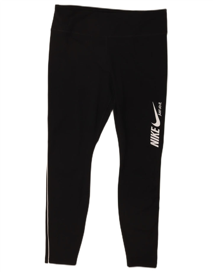 Nike ženske grafičke tajice UK 14 velike crne poliesterske