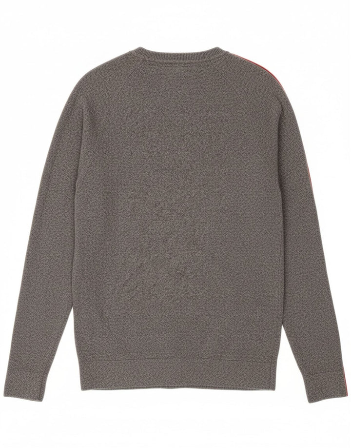 SUPERDRY Mens Crew Neck Jumper Sweater Small Grey Flecked Cotton