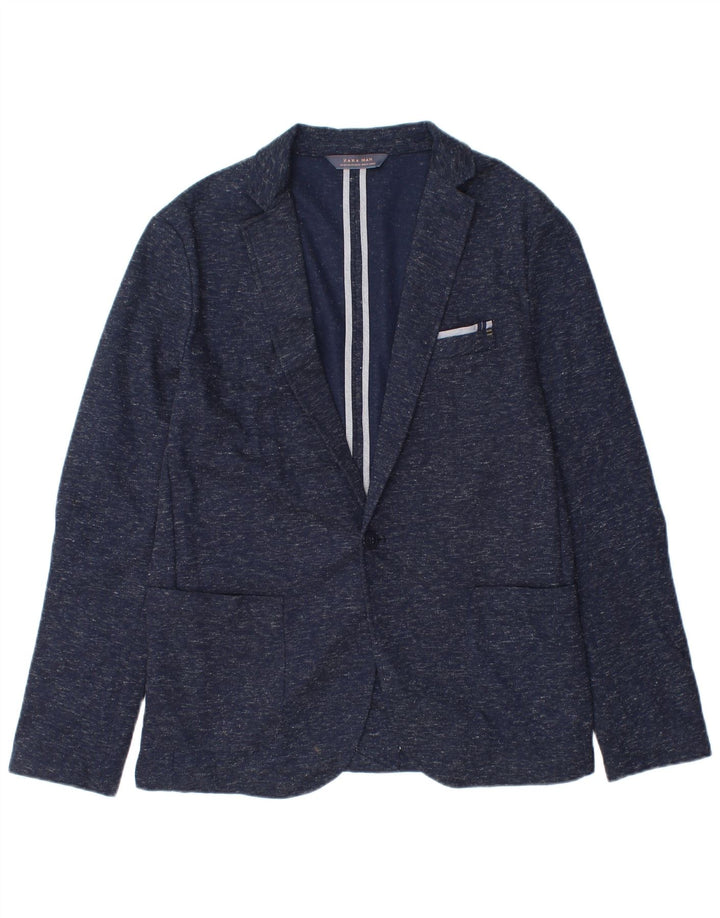 Zara muška jakna s jednim gumbom EU 54 XL tamnoplavi pjegavi poliester