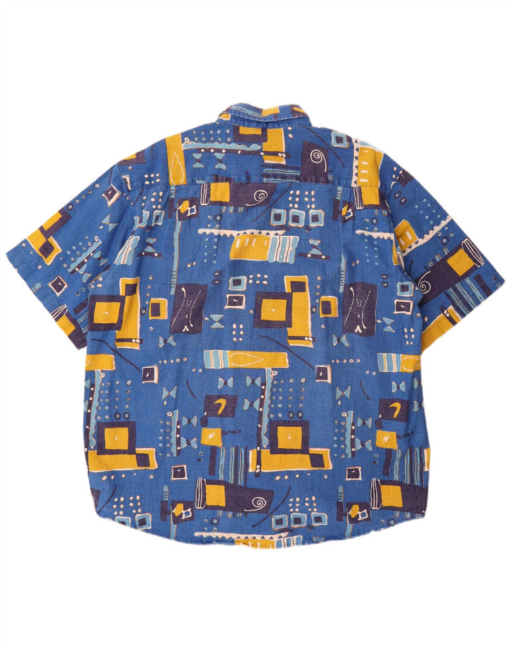 Vintage muška košulja kratkih rukava 2XL plava patchwork