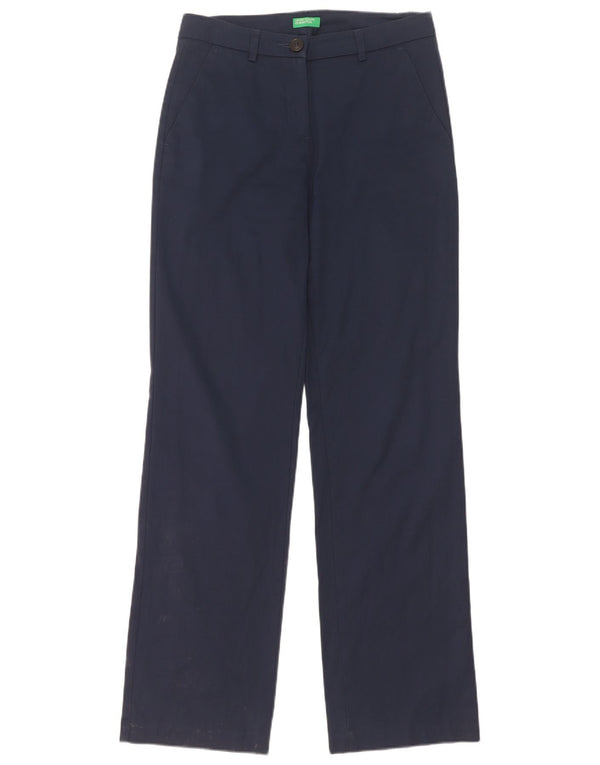 Benetton ženske ravne chino hlače UK 8 male W28 L31 tamnoplavi pamuk