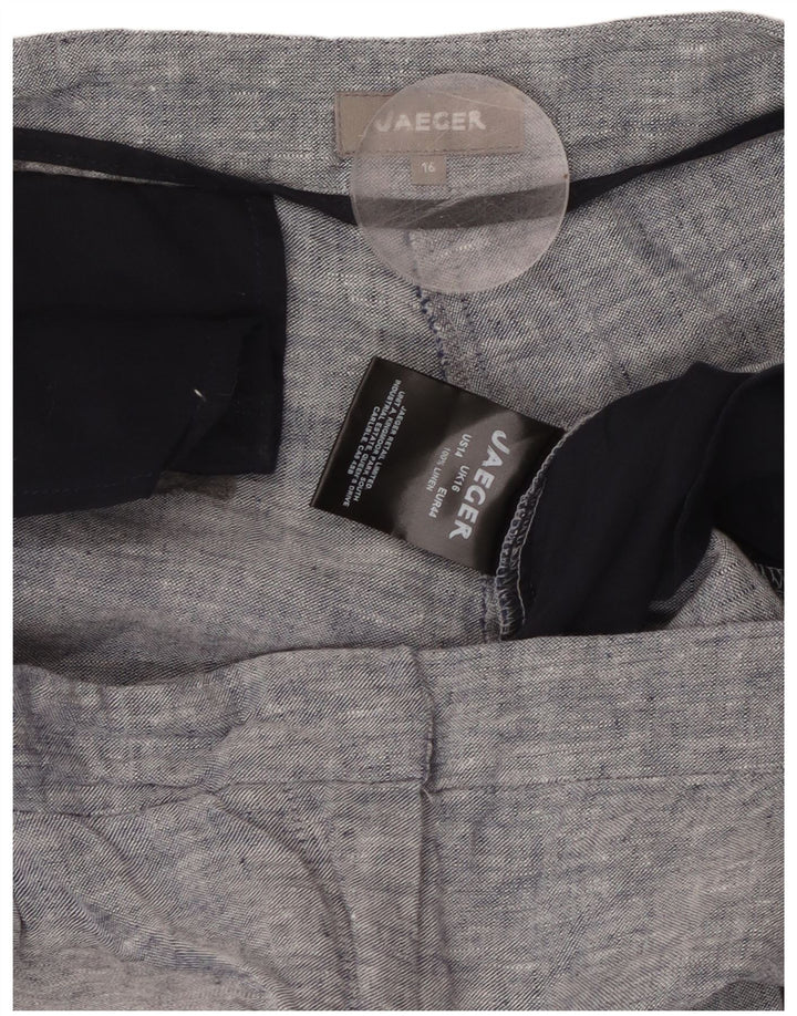 JAEGER Ženske ravne skraćene hlače UK 16 Large W36 L25 plava lanena