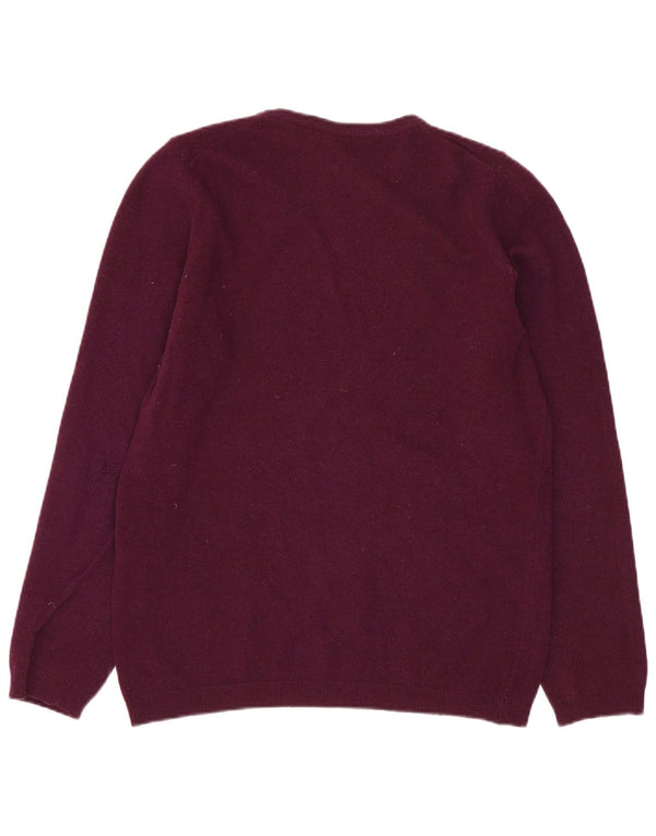 Benetton Womens Crew Neck Jumper Sweater UK 14 Medium Burgundy Wool