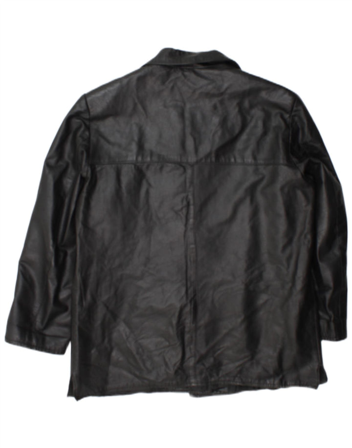 Vintage ženska kožna jakna s 3 gumba UK 18 XL crna koža