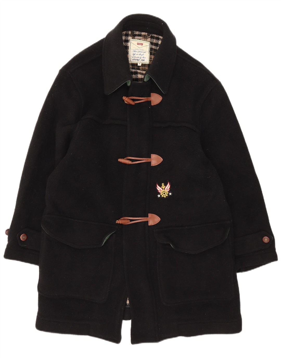 CARRERA Muški Duffle Coat UK 38 Srednja crna vuna