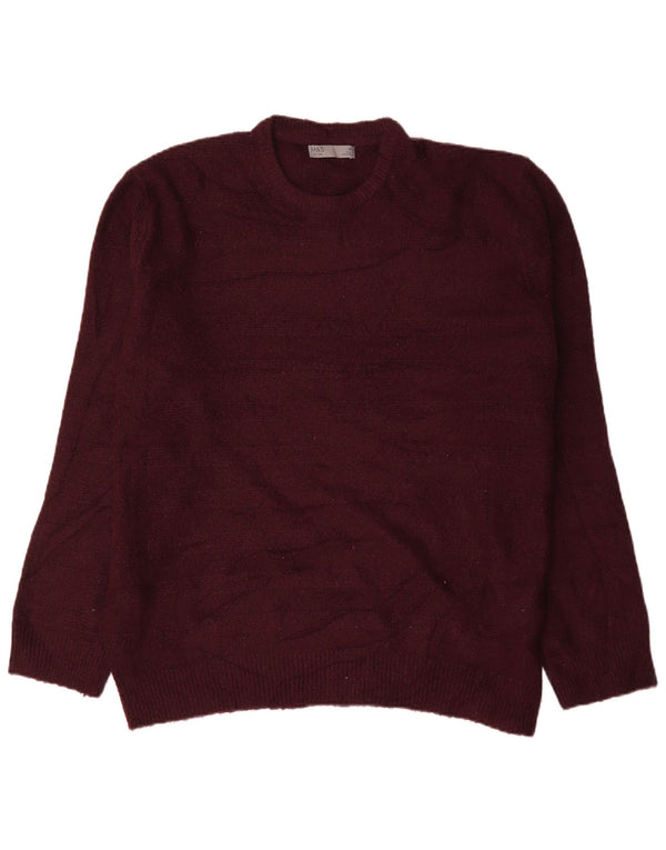 Marks & Spencer Mens Crew Neck Jumper Sweater 3XL Burgundy Striped Acrylic