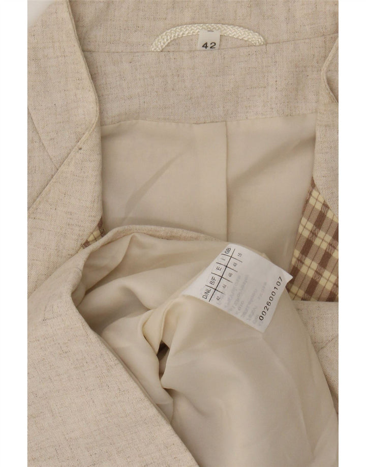 Vintage ženski sako sa 3/4 rukava s 2 gumba UK 16 Velika bež viskoza