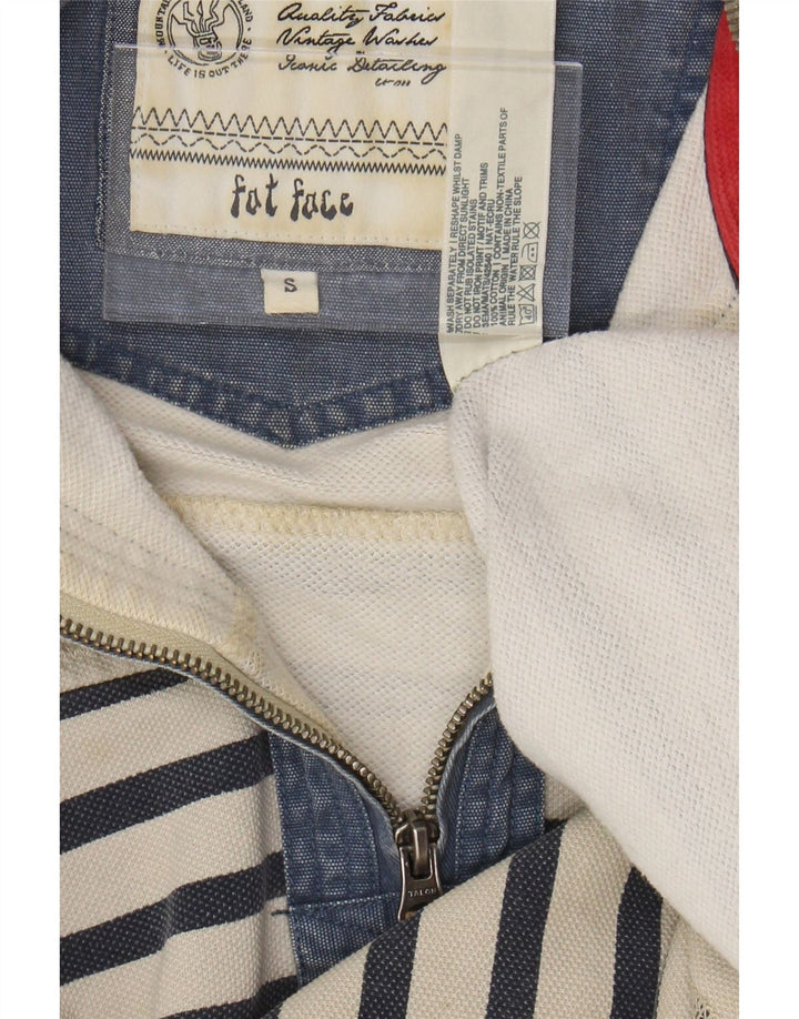 FAT FACE Muška majica s izrezom s patentnim zatvaračem, mali pamuk na bijele pruge