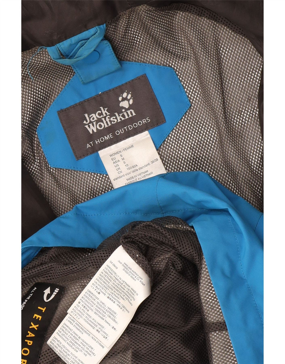 Jack Wolfskin ženska kišna jakna s kapuljačom UK 10 Mala plava poliamidna