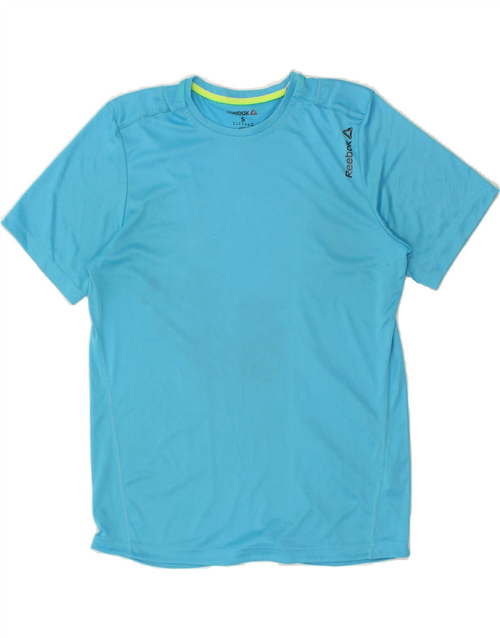REEBOK Mens Graphic T-Shirt Top Small Blue Polyester | Vintage Reebok | Thrift | Second-Hand Reebok | Used Clothing | Messina Hembry 