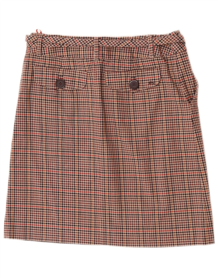 Ben Sherman ženska mini suknja mala W27 smeđi karirani pamuk