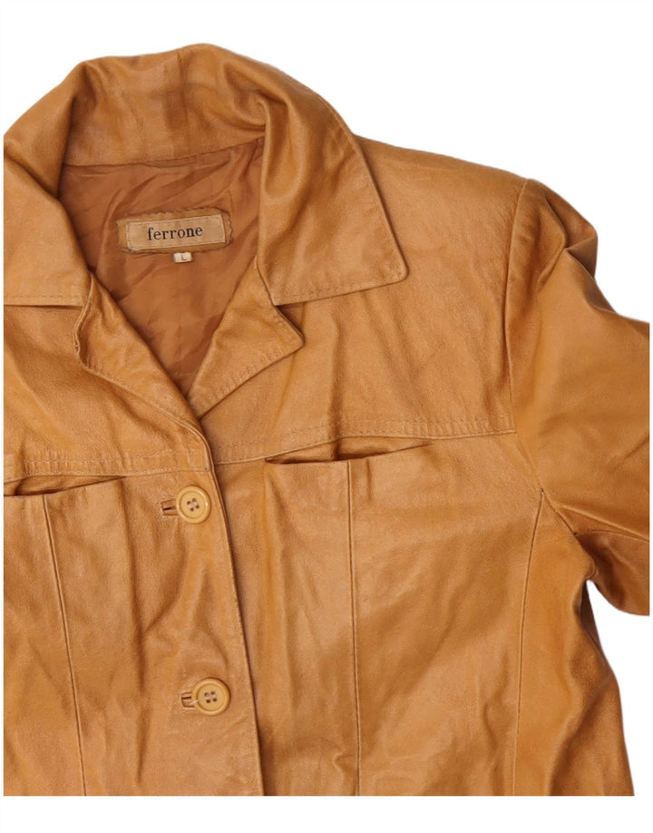 FERRONE ženska kožna jakna UK 16 velika smeđa koža