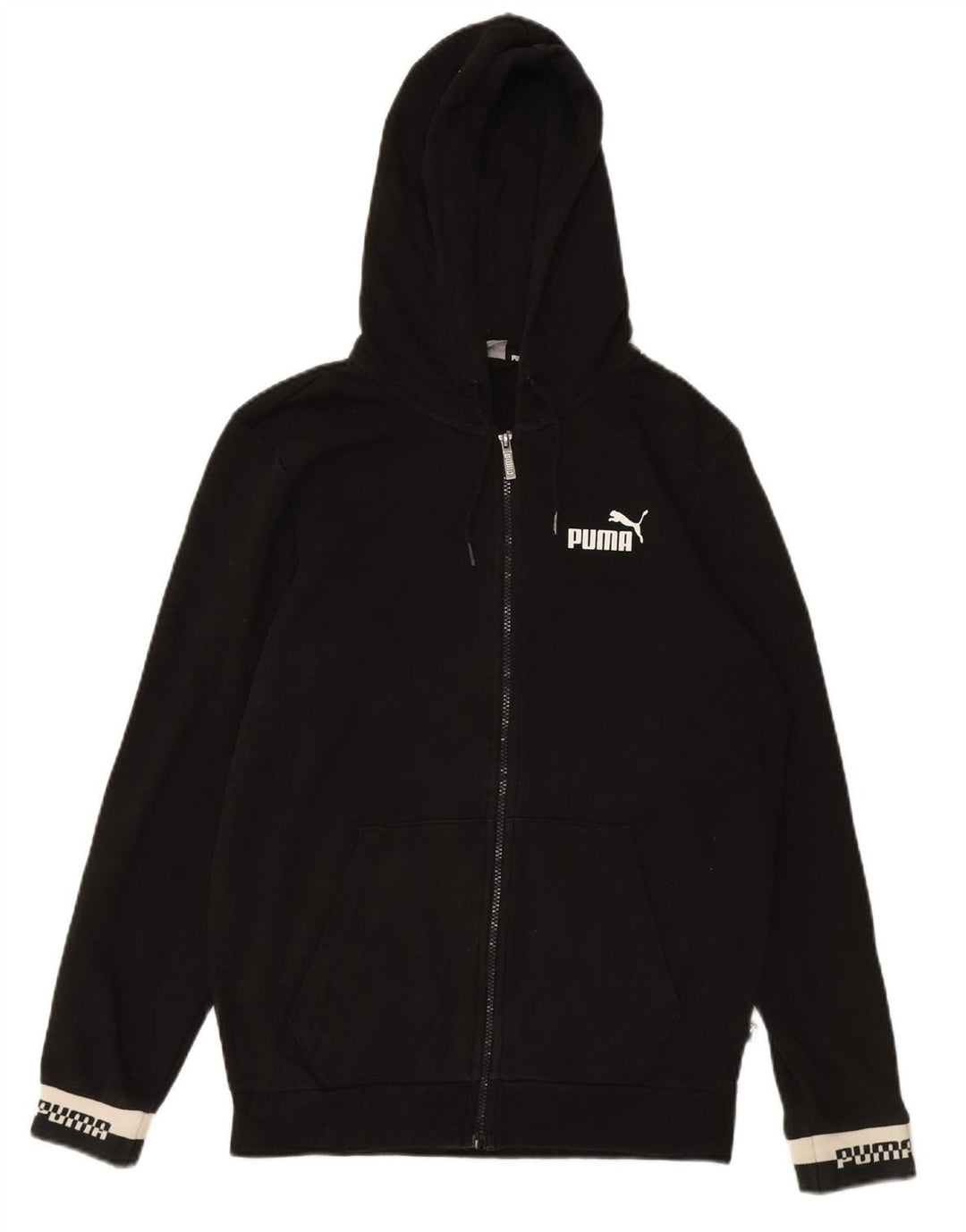 PUMA Mens Zip Hoodie Sweater Small Black Cotton