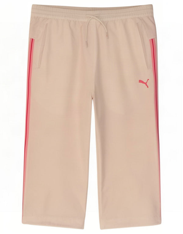 Puma Womens Capri Tracksuit Trousers UK 8 Small White Colourblock Cotton