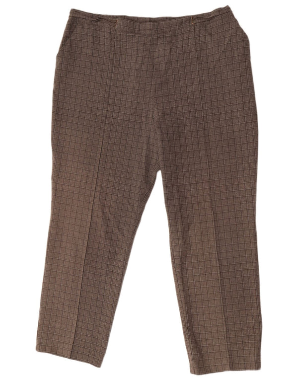 Marks & Spencer ženske chino hlače UK 20 2XL W38 L28 Smeđi karirani