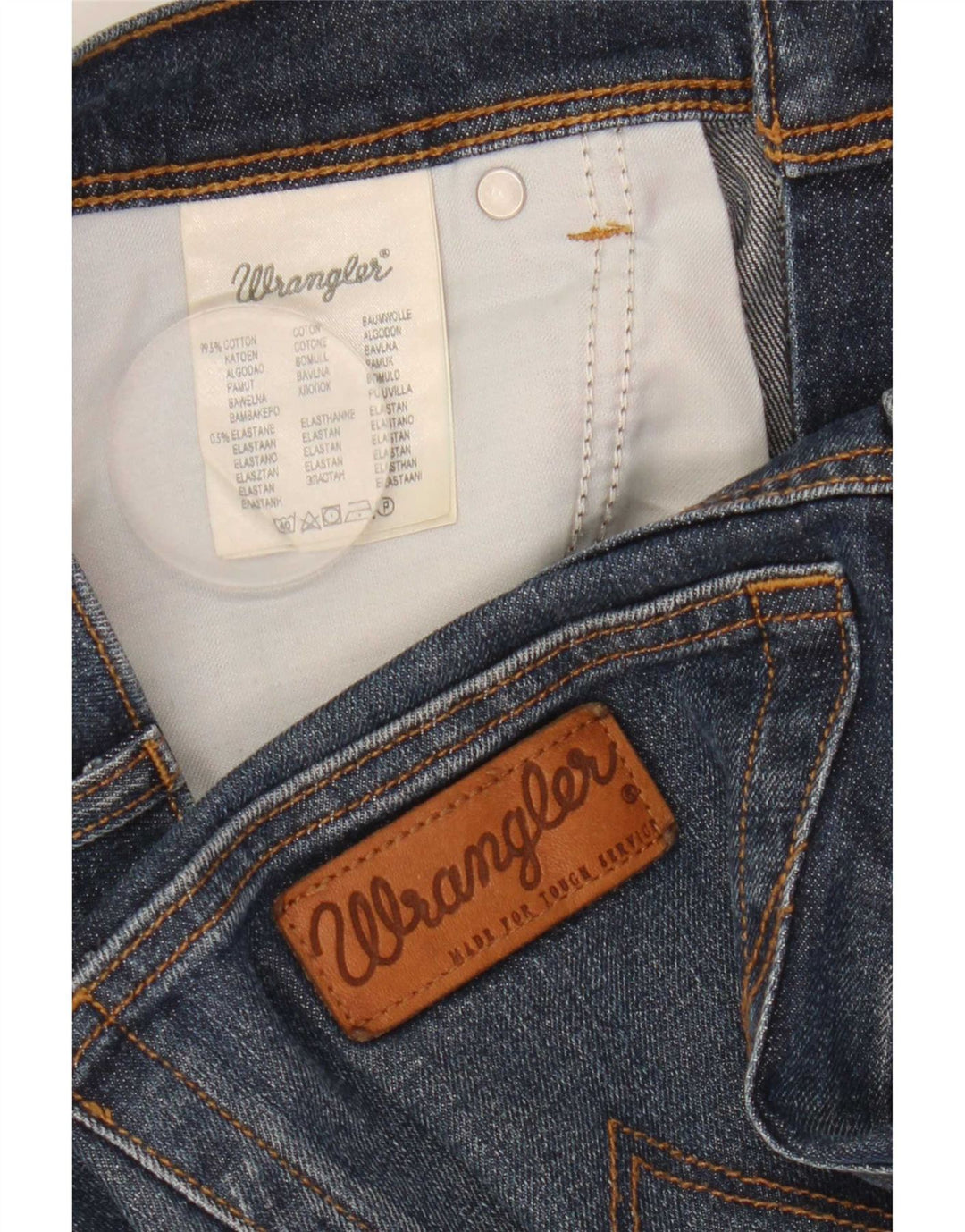 Wrangler muške rastezljive traper kratke hlače W33 srednje plavi pamuk