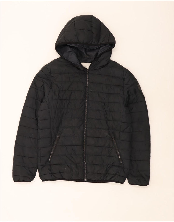 Jack & Jones muška podstavljena jakna s kapuljačom UK 40 veliki crni poliester