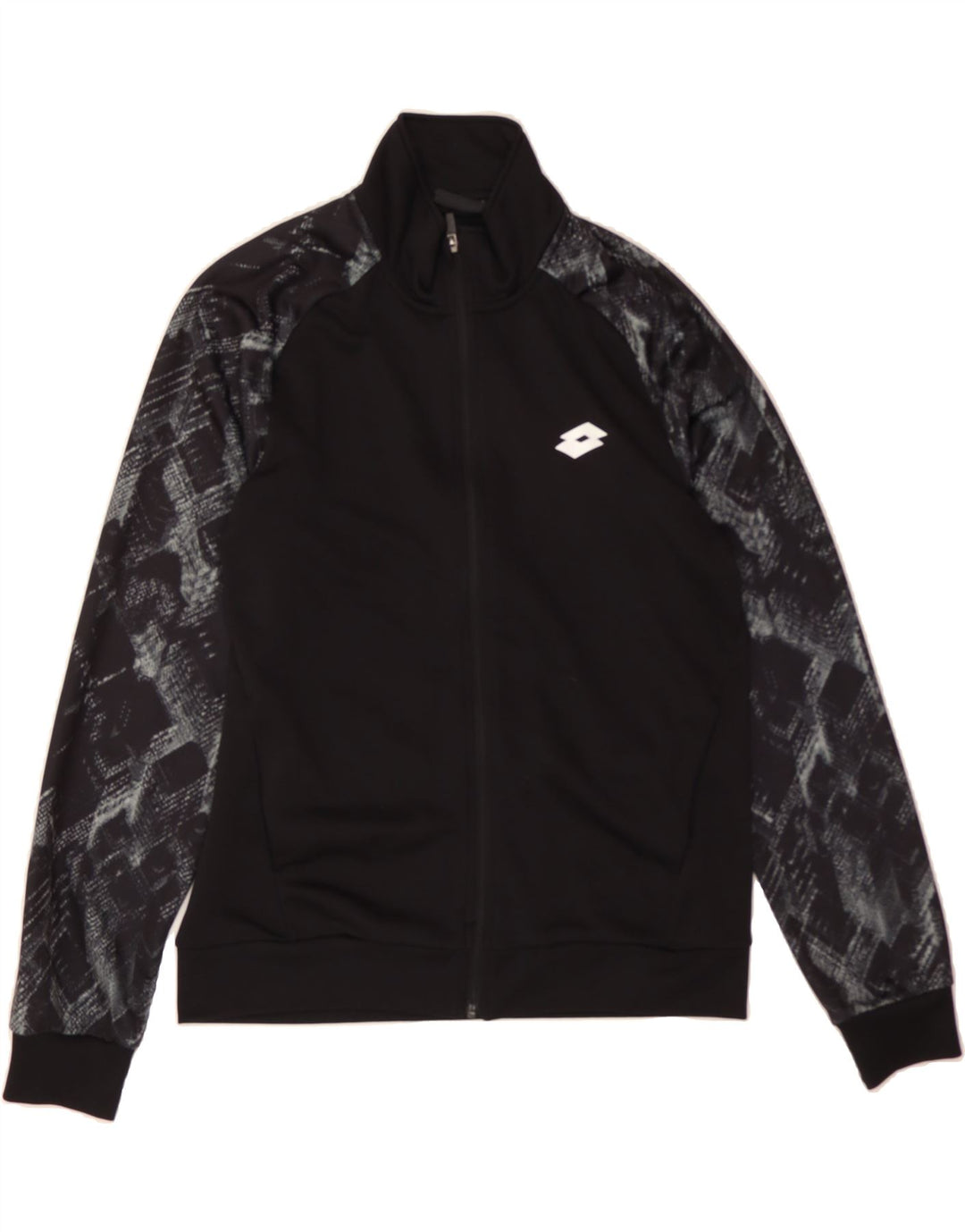 LOTTO Mens Tracksuit Top Jacket Medium Black Tie Dye Polyester Vintage Lotto and Second-Hand Lotto from Messina Hembry 