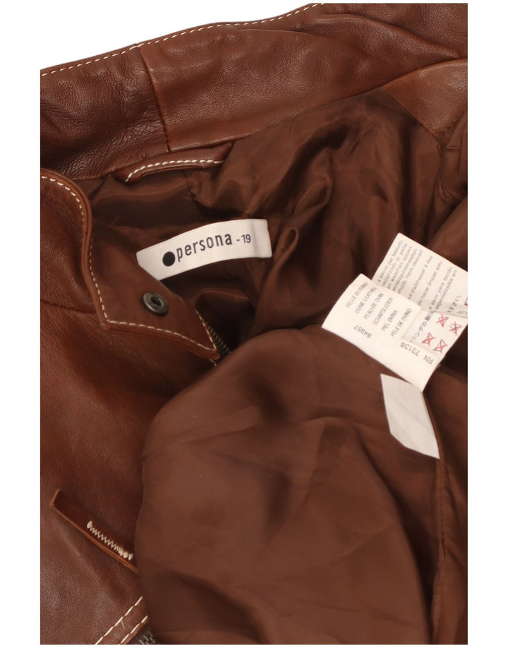 Persona velika ženska kožna jakna veličine 19 mala smeđa kožna