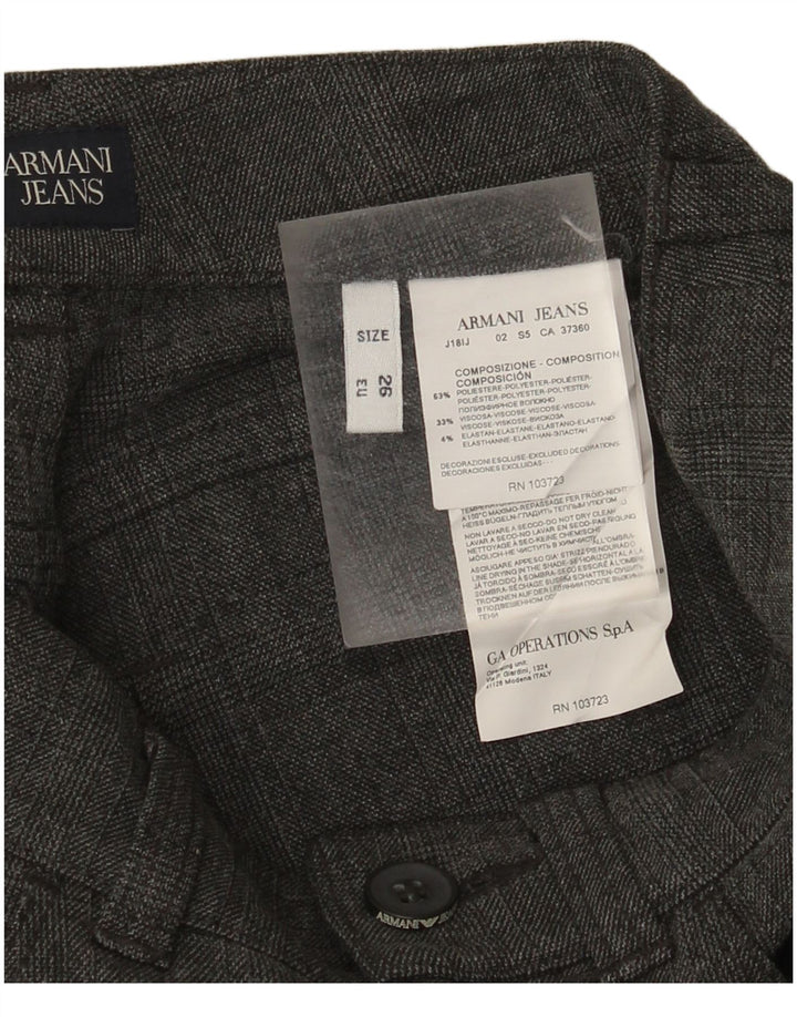 Armani ženske uske ležerne hlače W26 L28 sivi karirani poliester