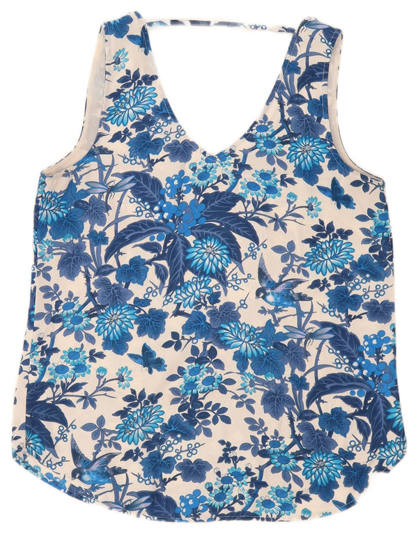 Oasis Womens Sleeveless Blouse Top UK 12 Medium Blue Floral Polyester