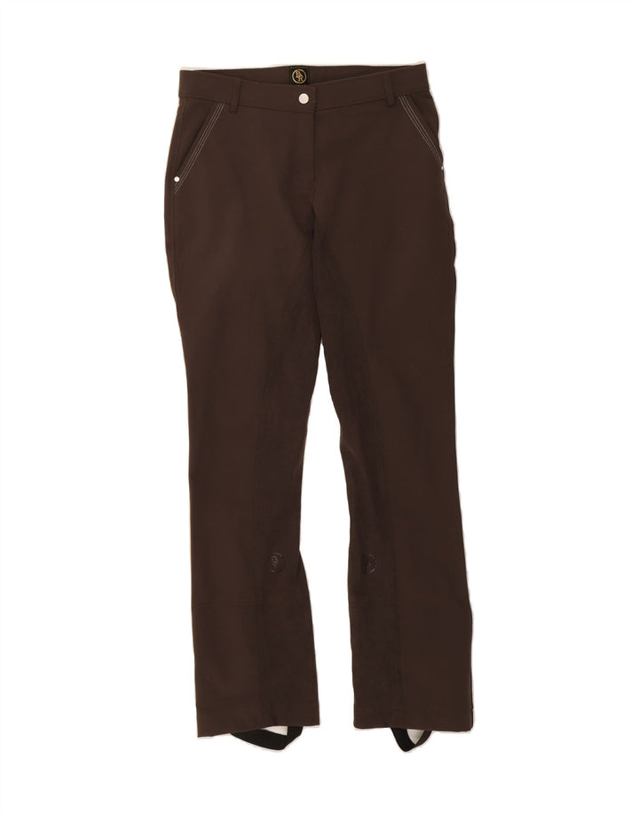 VINTAGE Womens Slim Stirrup Chino Trousers W26 L31 Brown Polyester Vintage Vintage and Second-Hand Vintage from Messina Hembry 