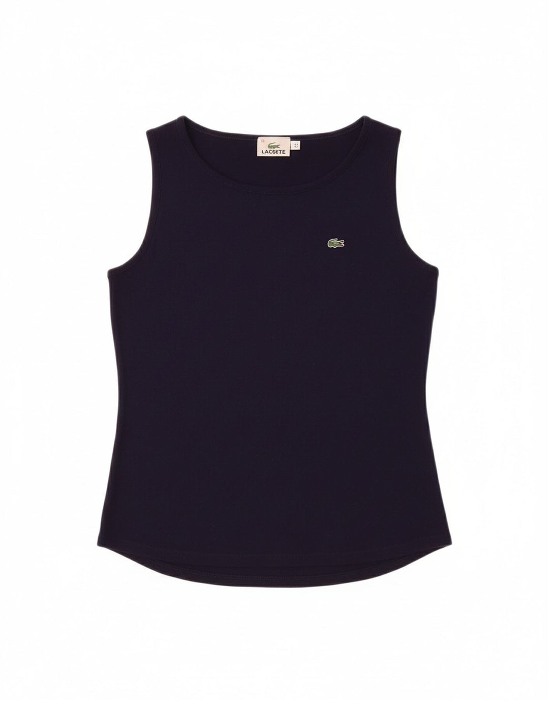 LACOSTE Womens Vest Top Size 42 Large Navy Blue Cotton Vintage Lacoste and Second-Hand Lacoste from Messina Hembry 