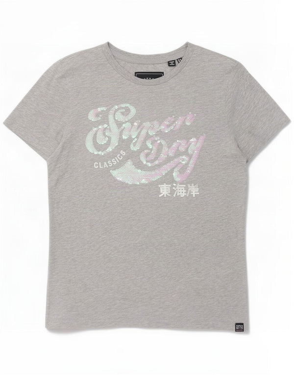 Superdry ženska majica kratkih rukava s grafičkim motivima UK 14 Veliki sivi flekasti pamuk