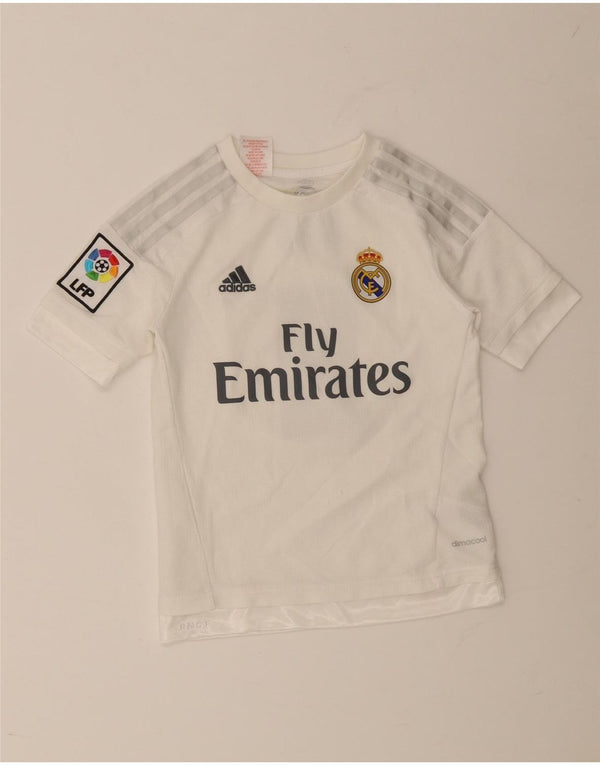 ADIDAS Boys Real Madrid Graphic T-Shirt Top 9-10 Years White