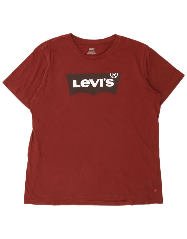 Levi's Mens Graphic T-Shirt Top Large Burgundy Cotton
