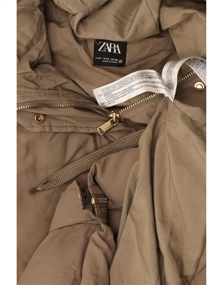 ZARA Ženska dugačka jakna s kapuljačom, podstavljena UK 12 srednje bež poliester