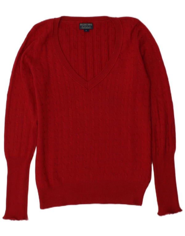 Polo Ralph Lauren ženski džemper s V-izrezom UK 14 Veliki bordo pamuk