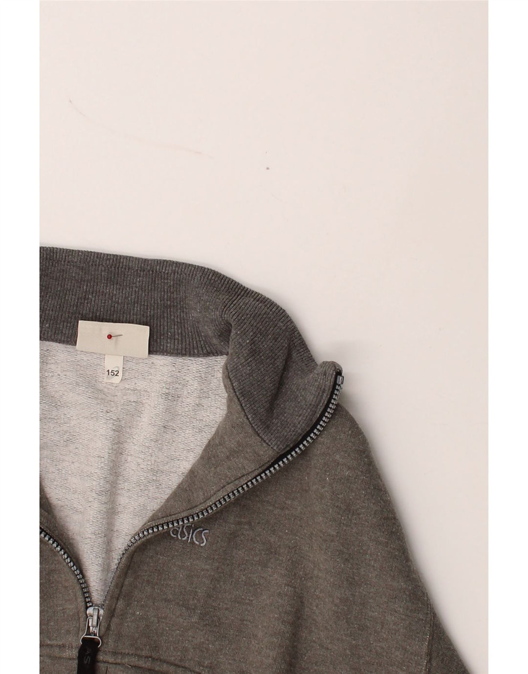 ASICS Boys Zip Neck Sweatshirt Jumper 12-13 Years Grey Cotton Vintage Asics and Second-Hand Asics from Messina Hembry 