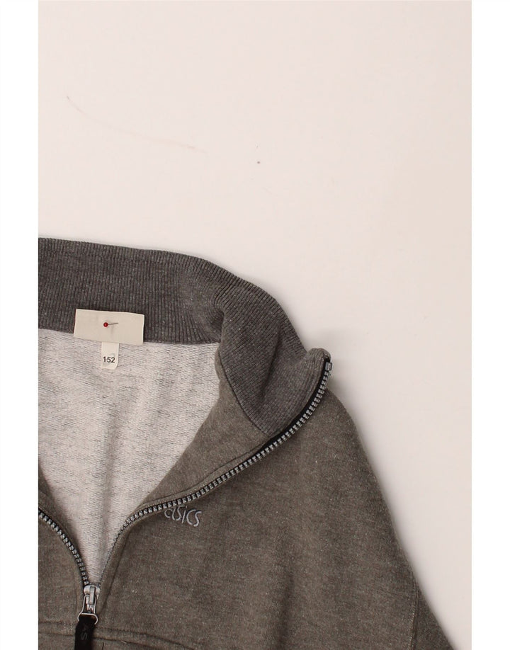 ASICS Boys Zip Neck Sweatshirt Jumper 12-13 Years Grey Cotton Vintage Asics and Second-Hand Asics from Messina Hembry 