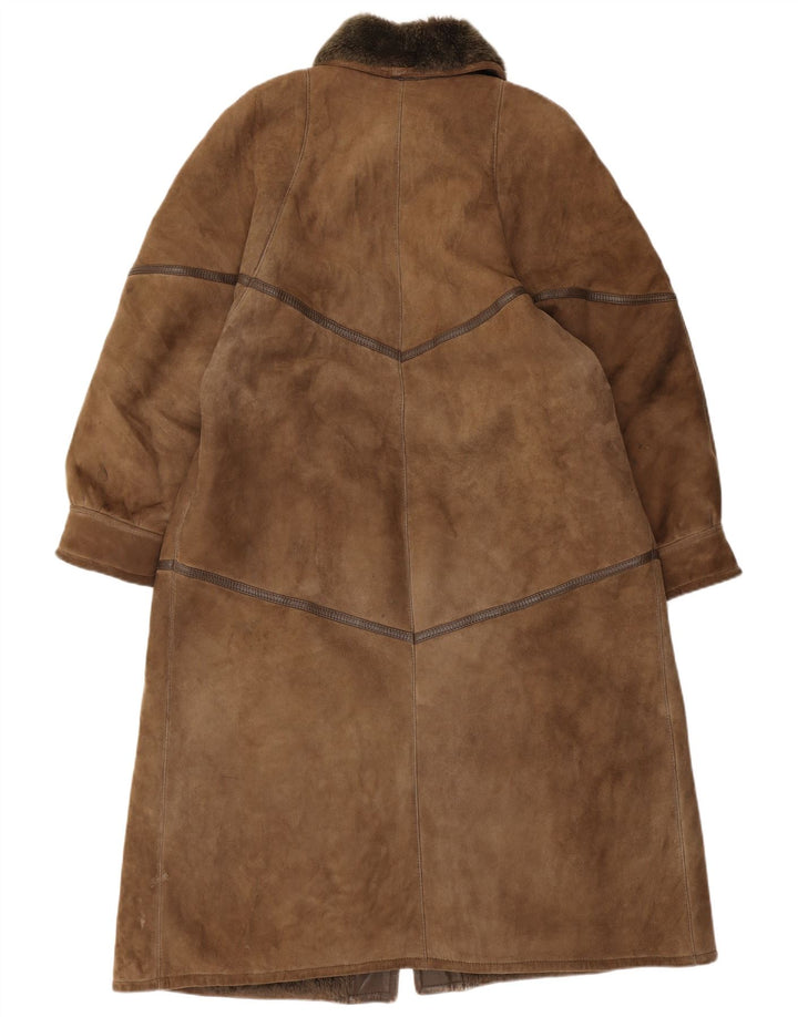 Vintage ženski kaput od šišmiša UK 16 velika smeđa koža